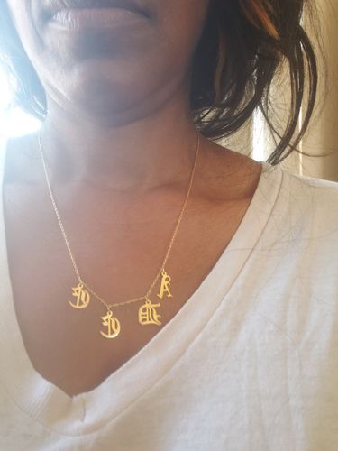 Customer photo review of Gothic Spaced Out Name Necklace