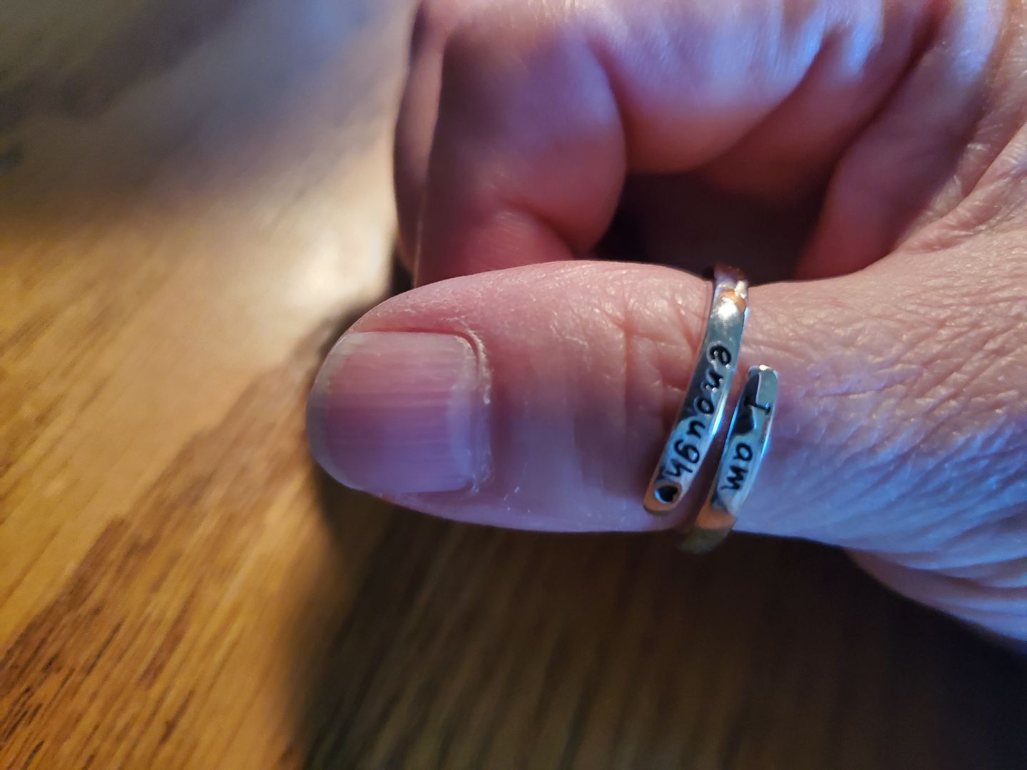 Customer photo review of 925 Sterling Silver 'I Am Enough' Ring