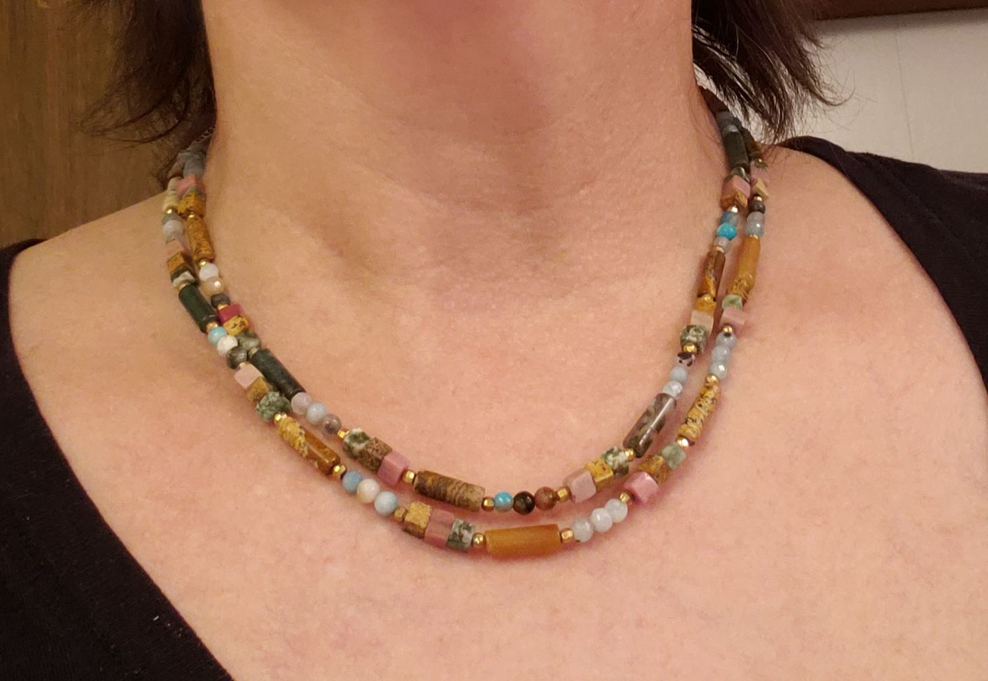 Customer photo review of Natural Mixed Gemstone Beaded Choker Necklace