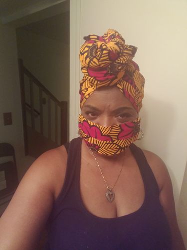 Customer photo review of ADULT FACE MASK AND MATCHING HEAD WRAP