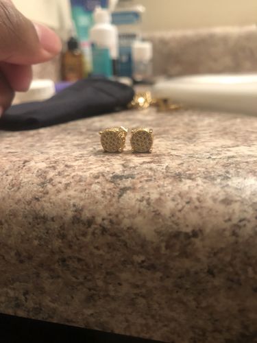 Customer photo review of Lemonade 7mm Small 360 Iced Out Round Earrings