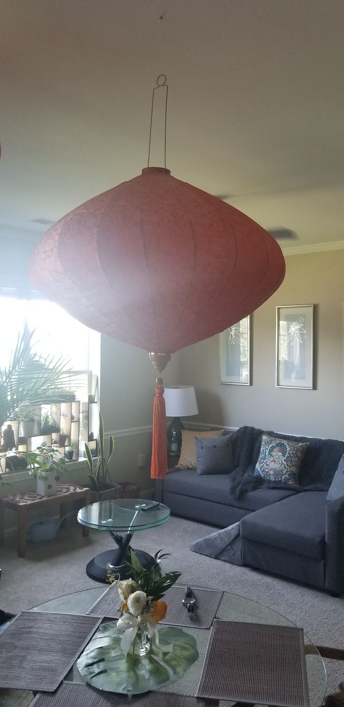 Customer photo review of XXL Large Red / Orange Vietnamese Silk Lantern, Diamond Shaped