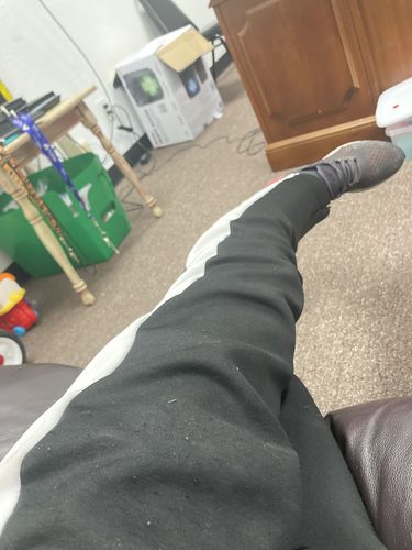 Customer photo review of Outside Solid One Stripe Track Pants (Black - White)