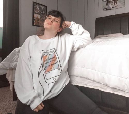 Customer photo review of Stop Comparing Yourself To People On The Internet -- Sweatshirt
