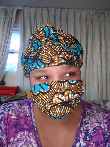 Customer photo review of ADULT FACE MASK WITH MATCHING HEAD WRAP