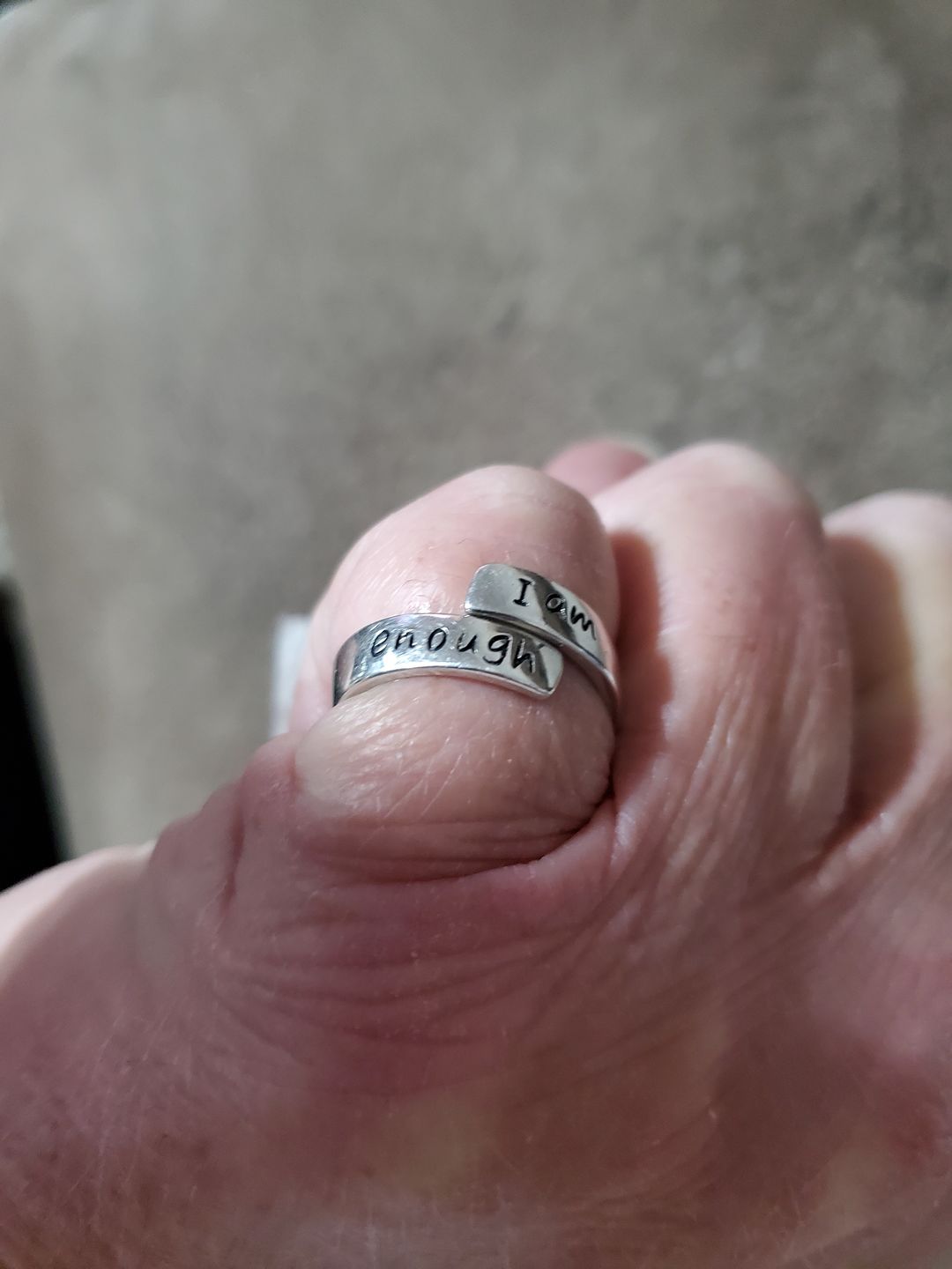 Customer photo review of 925 Sterling Silver 'I Am Enough' Ring