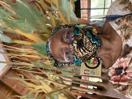 Customer photo review of Painted Africa Map Wooden Drop Earrings