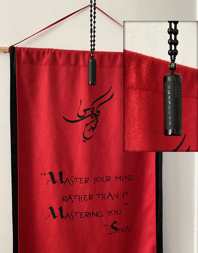 Customer photo review of Obsidian Engraved Sutra Necklace