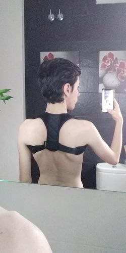 Customer photo review of Adjustable Back Posture Brace Clavicle Support Posture Corrector and Pain Relief