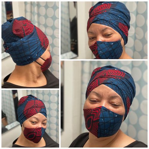 Customer photo review of ADULT FACE MASK AND MATCHING HEAD WRAP