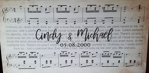 Customer photo review of Custom Name and Sheet Music Canvas - Ready to Hang
