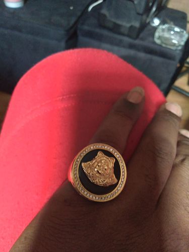 Customer photo review of Black Onyx Gold Vintage Medusa CZ Ring