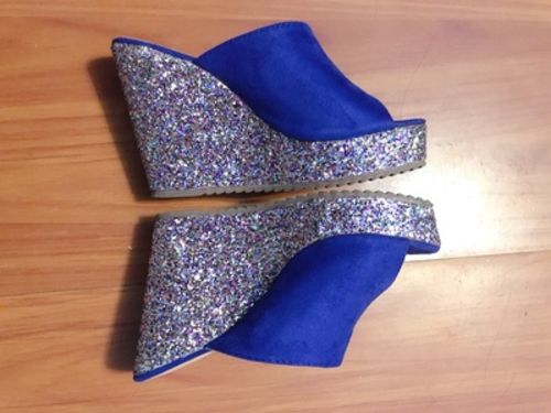Customer photo review of Womens Glitter Peep Wedge Sandals SS197