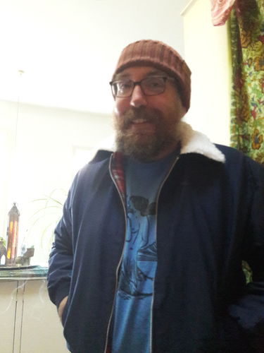 Customer photo review of Mens Harrington Jacket with White Sherpa Collar - Navy