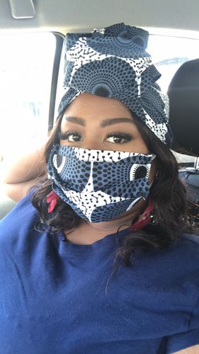 Customer photo review of ADULT FACE MASK WITH MATCHING HEAD WRAP