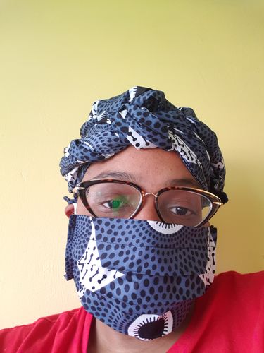 Customer photo review of ADULT FACE MASK WITH MATCHING HEAD WRAP