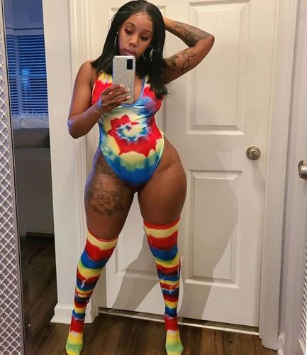 Customer photo review of Fashion Positioning Printed Bikini Romper（With Sock）