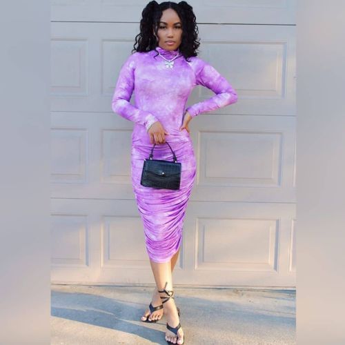 Customer photo review of Sexy Slim Print Turtleneck Dress