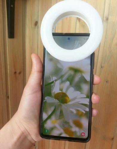 Customer photo review of Updated LED Selfie Phone Ring Light for iPhone Android - Youtube Vlog Light Enhancing