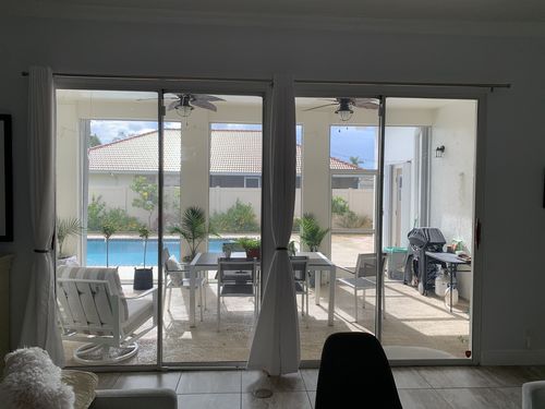 Customer photo review of Belvadare 7 Piece Brushed Aluminum Outdoor Dining Table Set
