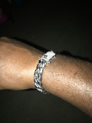 Customer photo review of 12mm Stainless Steel Cuban Bracelet Diamond Lock