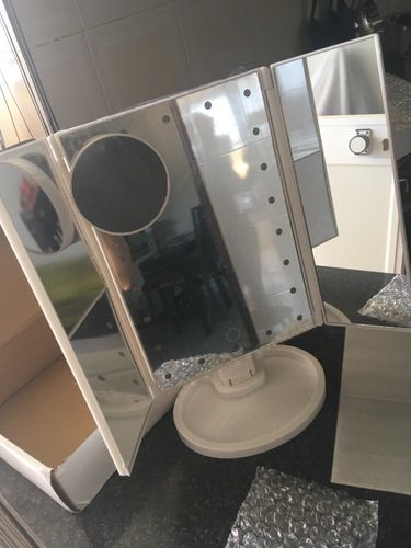 Customer photo review of Tri-fold LED Makeup Vanity Mirror with Touch Screen and 10x Magnification