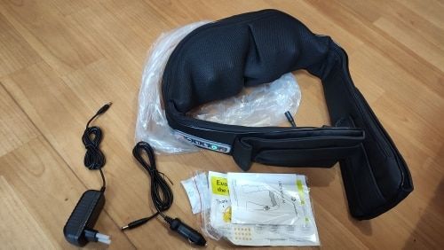 Customer photo review of Vibration Neck & Shoulder Massager With Heat and Velcro Design - Home Office Car Use