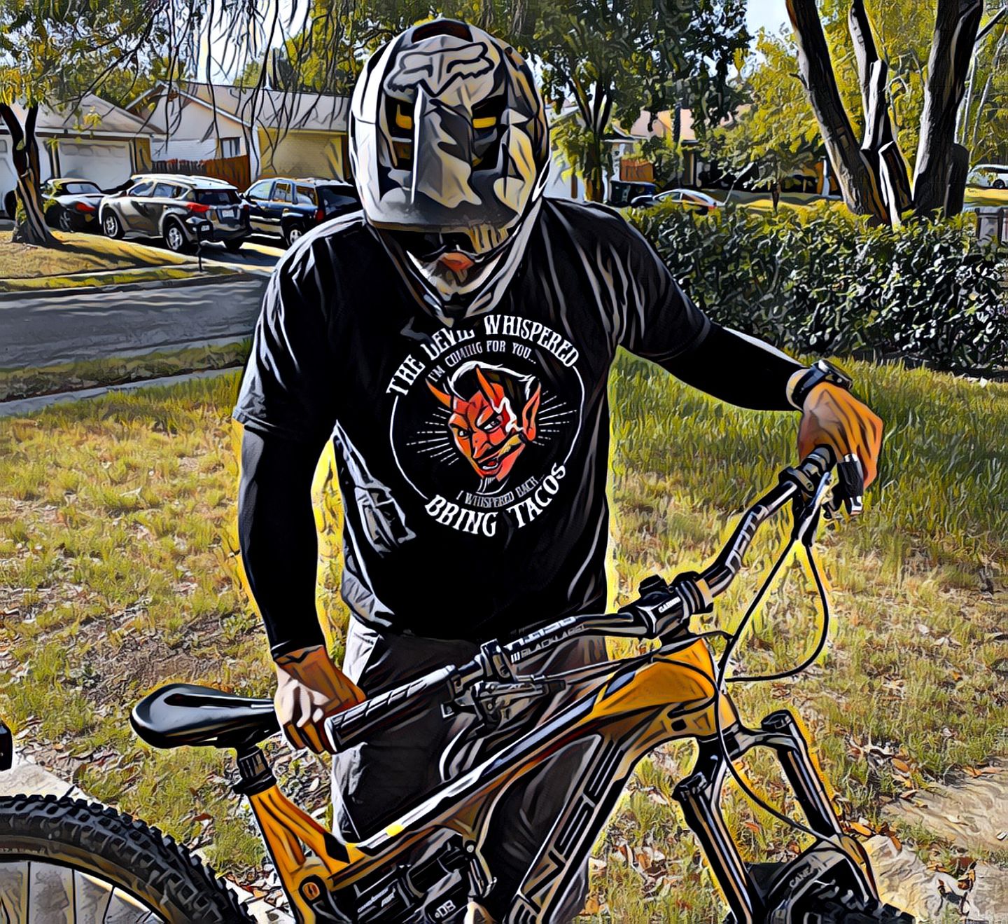 Customer photo review of The Devil Whispered...Bring Tacos OG T-Shirt