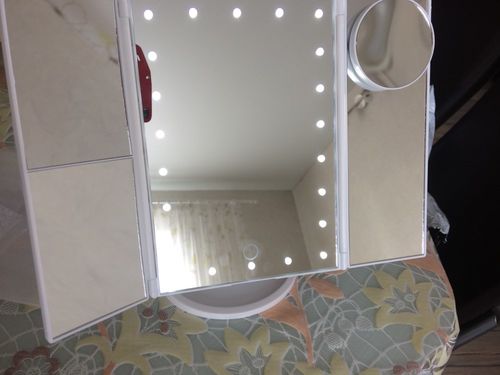 Customer photo review of Tri-fold LED Makeup Vanity Mirror with Touch Screen and 10x Magnification