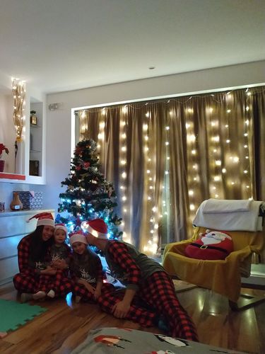 Customer photo review of Merry Christmas Antler Contrast top and Plaid Pants Family Matching Pajamas Set 8873