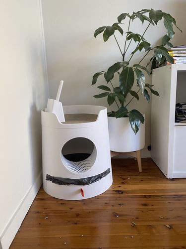 Customer photo review of Mayitwill XL Castle 2 in 1 Front-Entry Semi-Closed Cat Litter Box with Scoop