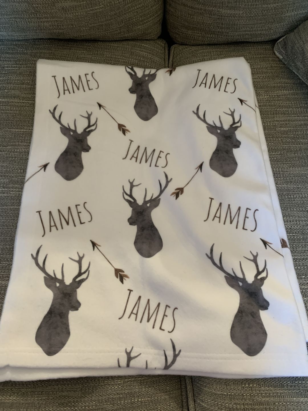 Customer photo review of Deer baby blanket, Woodland blanket, Personalized baby boy blanket, Fleece
