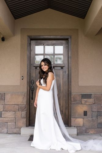 Customer photo review of Elegant Sheath Spaghetti Strap Minimalist Wedding Dresses VW1420