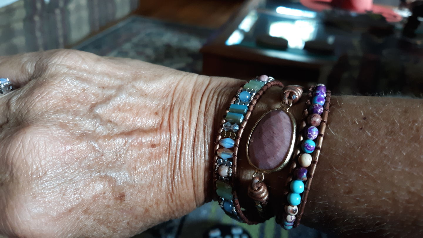 Customer photo review of Healing Rhodochrosite Wrap Bracelet