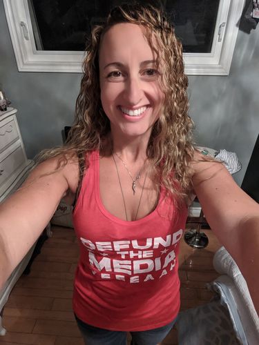 Customer photo review of Defund The Media YEEEAAH Womens Apparel