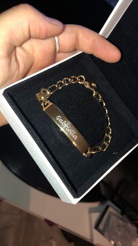 Customer photo review of 7mm Stainless Steel Figaro Link Engravable ID Bracelet