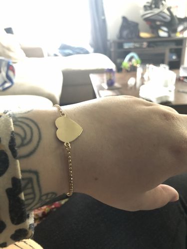 Customer photo review of Personalized Stainless Steel Engravable Heart Bracelet