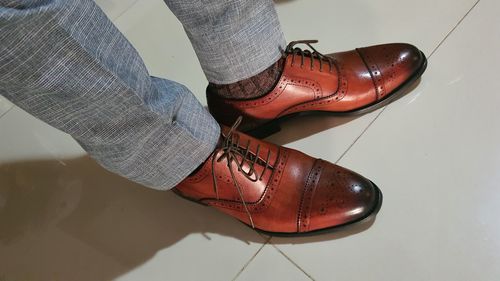 Customer photo review of Oxford Cap Toe - Cognac Tan Semi Brogue Lace Up (Hand Painted Patina)