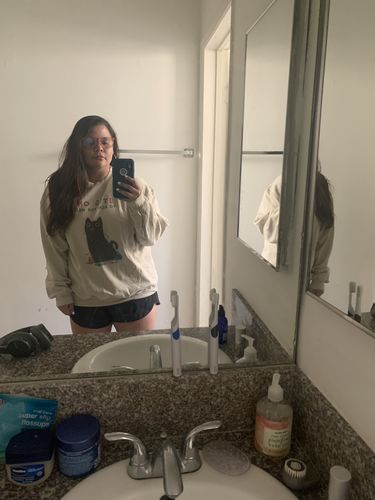 Customer photo review of It's OK To Ask For Help (Black Cat) -- Sweatshirt