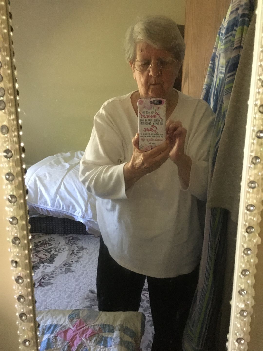 Customer photo review of Bible verse phone cases: For God so loved the world John 3:16 Floral phone case