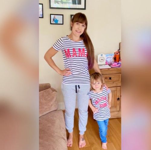 Customer photo review of Coastal Striped Mum & Kid Matching White Tee's (MRK X)