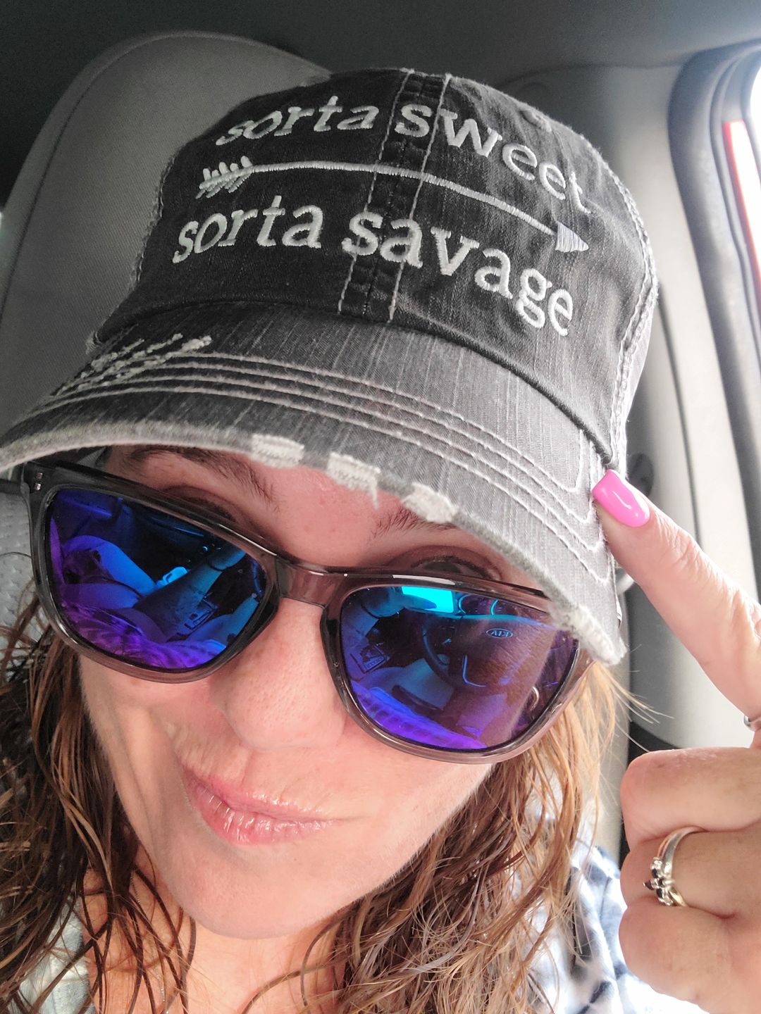 Customer photo review of Sorta Sweet Sorta Savage Trucker Hat