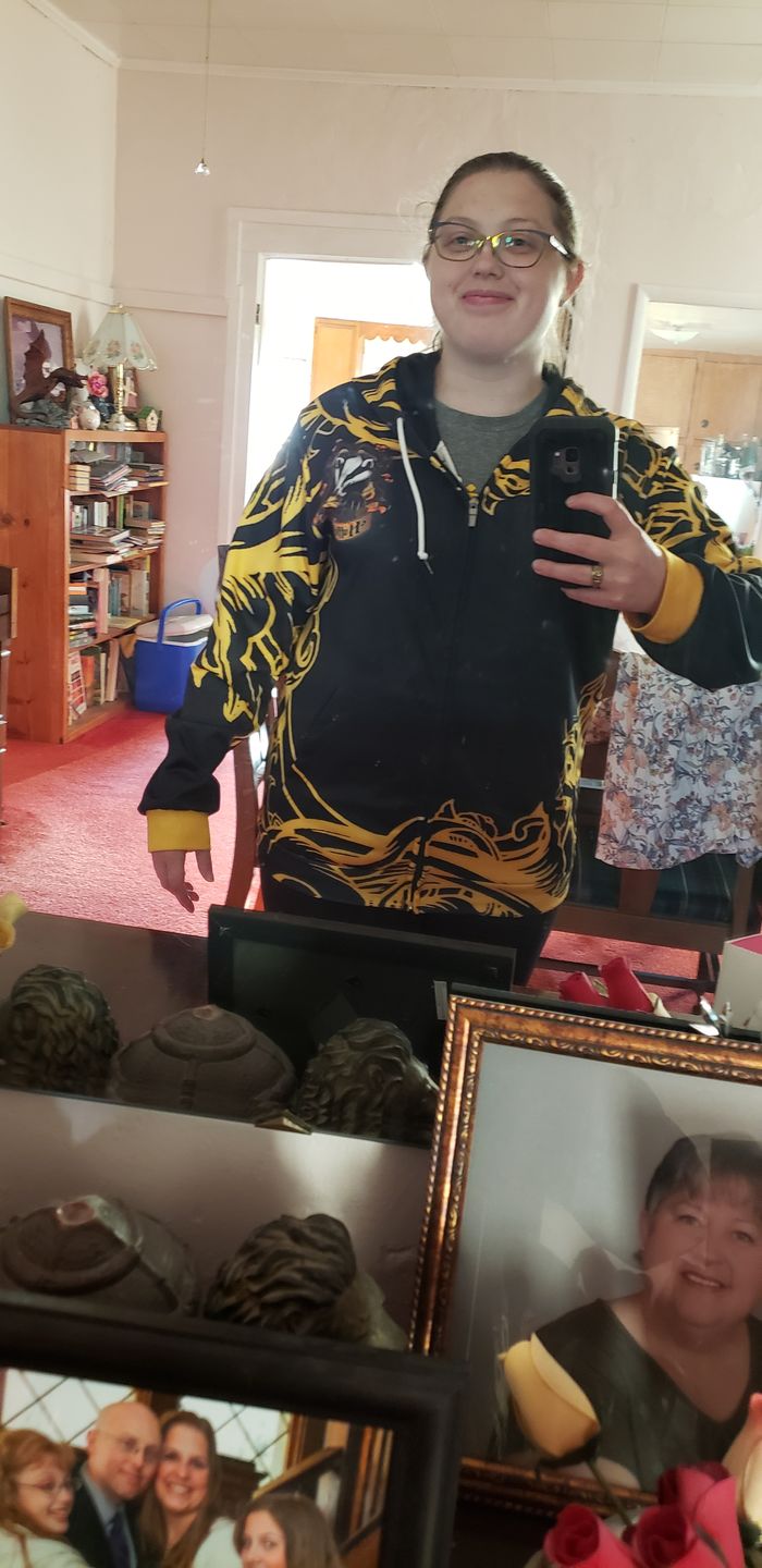 Customer photo review of Loyal Like A Hufflepuff Harry Potter Zip Up Hoodie