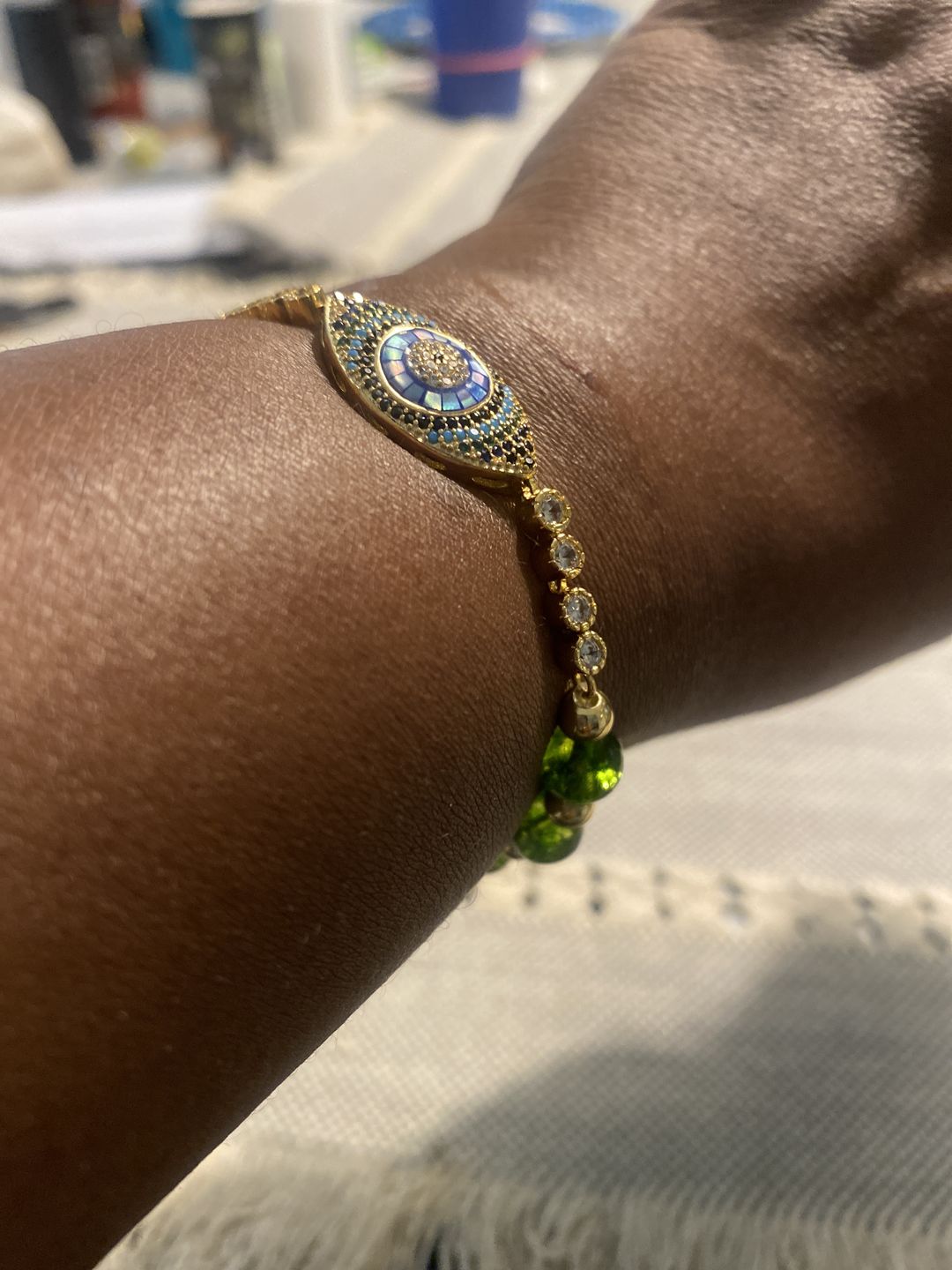 Customer photo review of Natural Peridot Abundance Bracelet