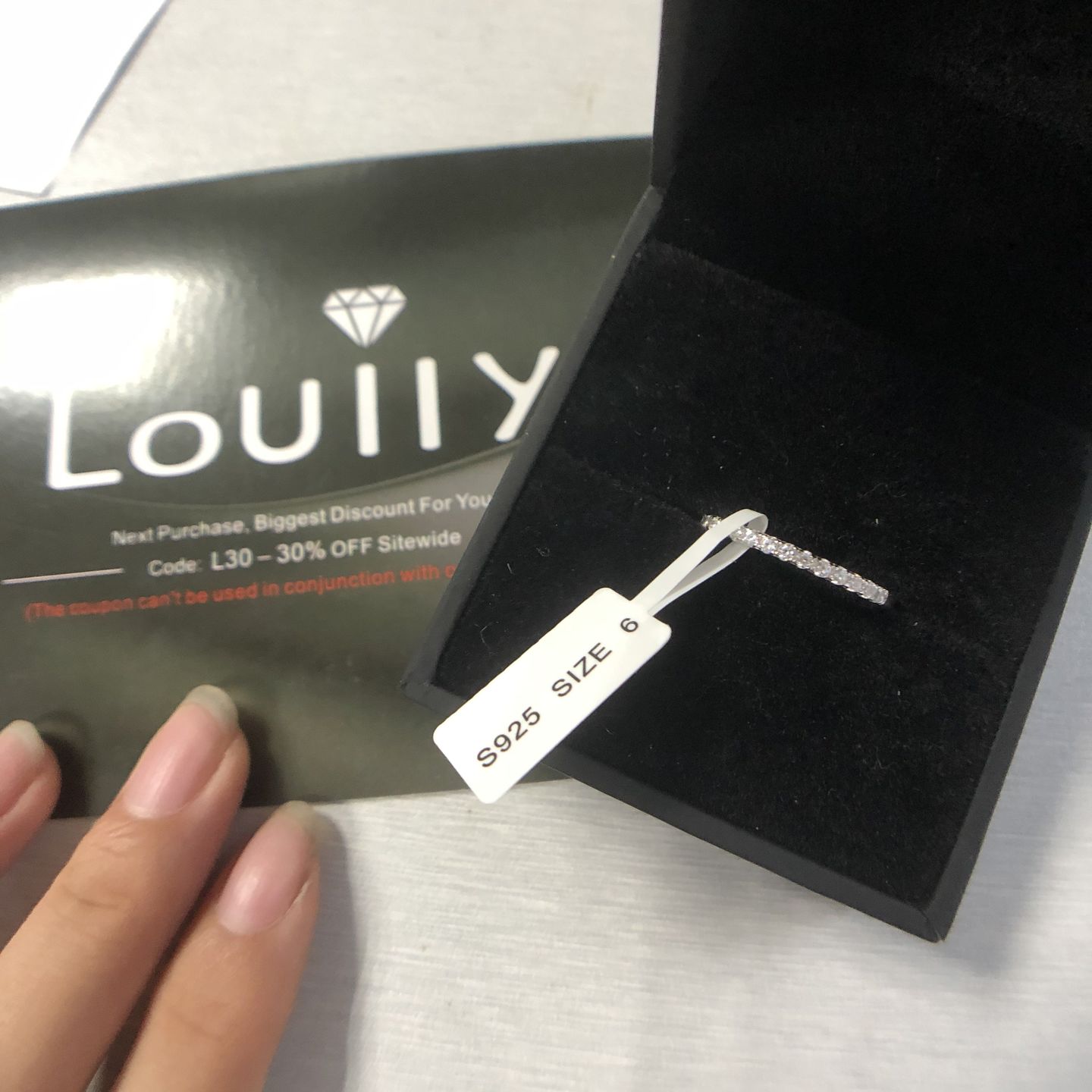 Customer photo review of S925 Louily Half Eternity Thin Women's Wedding Band In Sterling Silver Stackable Ring For Women