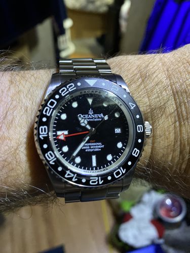Customer photo review of Oceaneva™ Men's GMT Deep Marine Explorer 1250M Pro Diver Watch Black