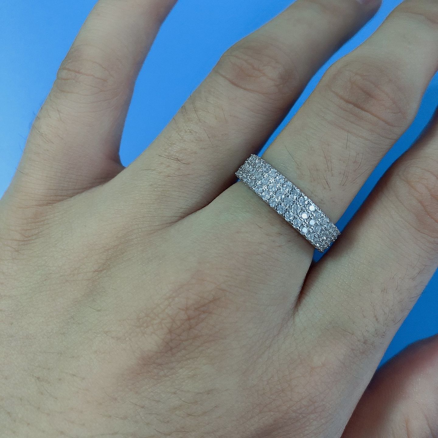 Customer photo review of Louily Luxury Pave Women's Wedding Band In Sterling Silver