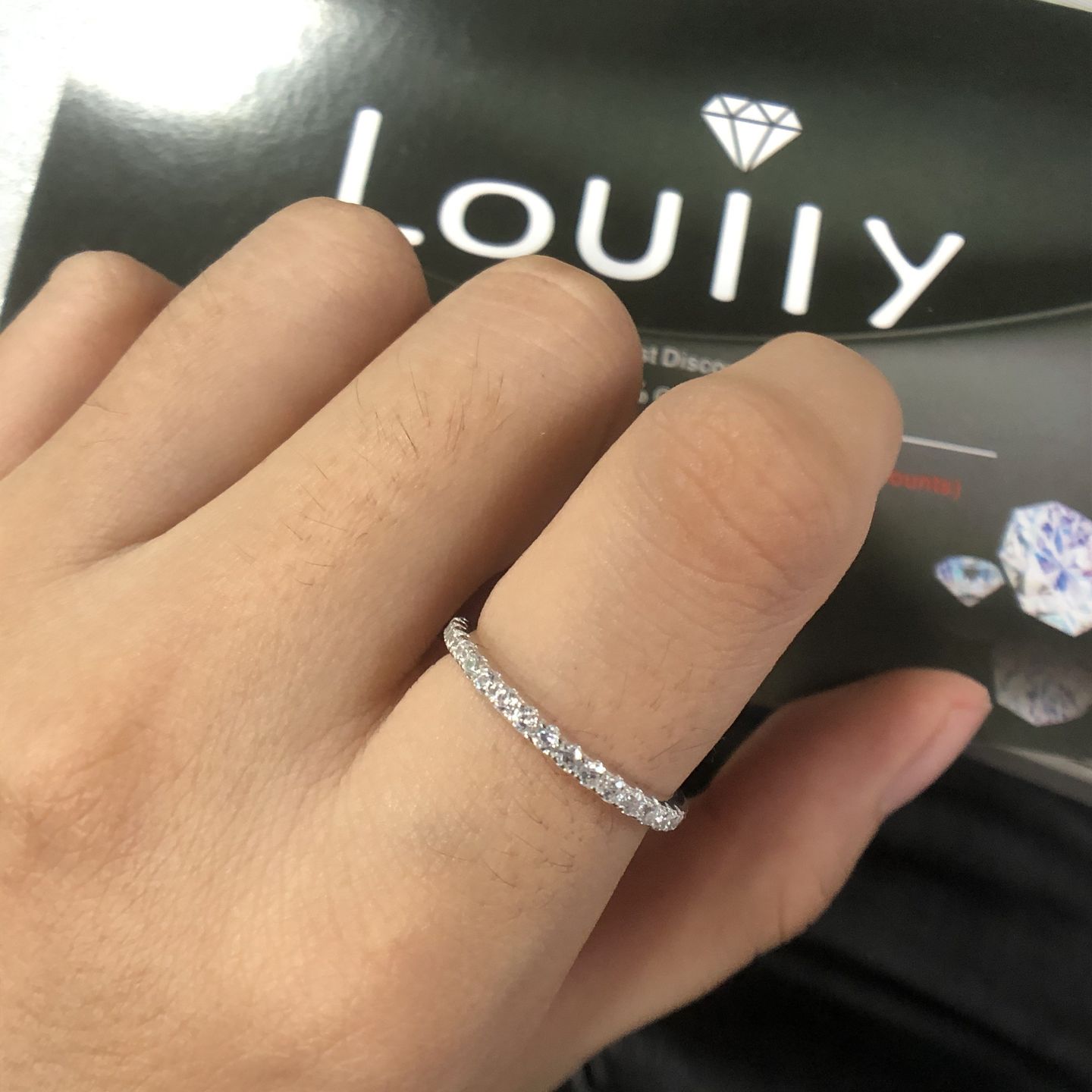 Customer photo review of S925 Louily Half Eternity Thin Women's Wedding Band In Sterling Silver Stackable Ring For Women