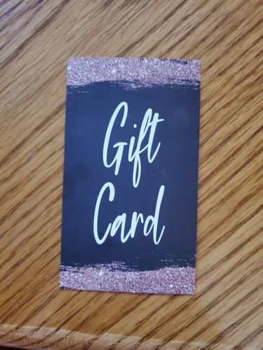 Customer photo review of Customizable Rose Gold Glitter Gift Cards
