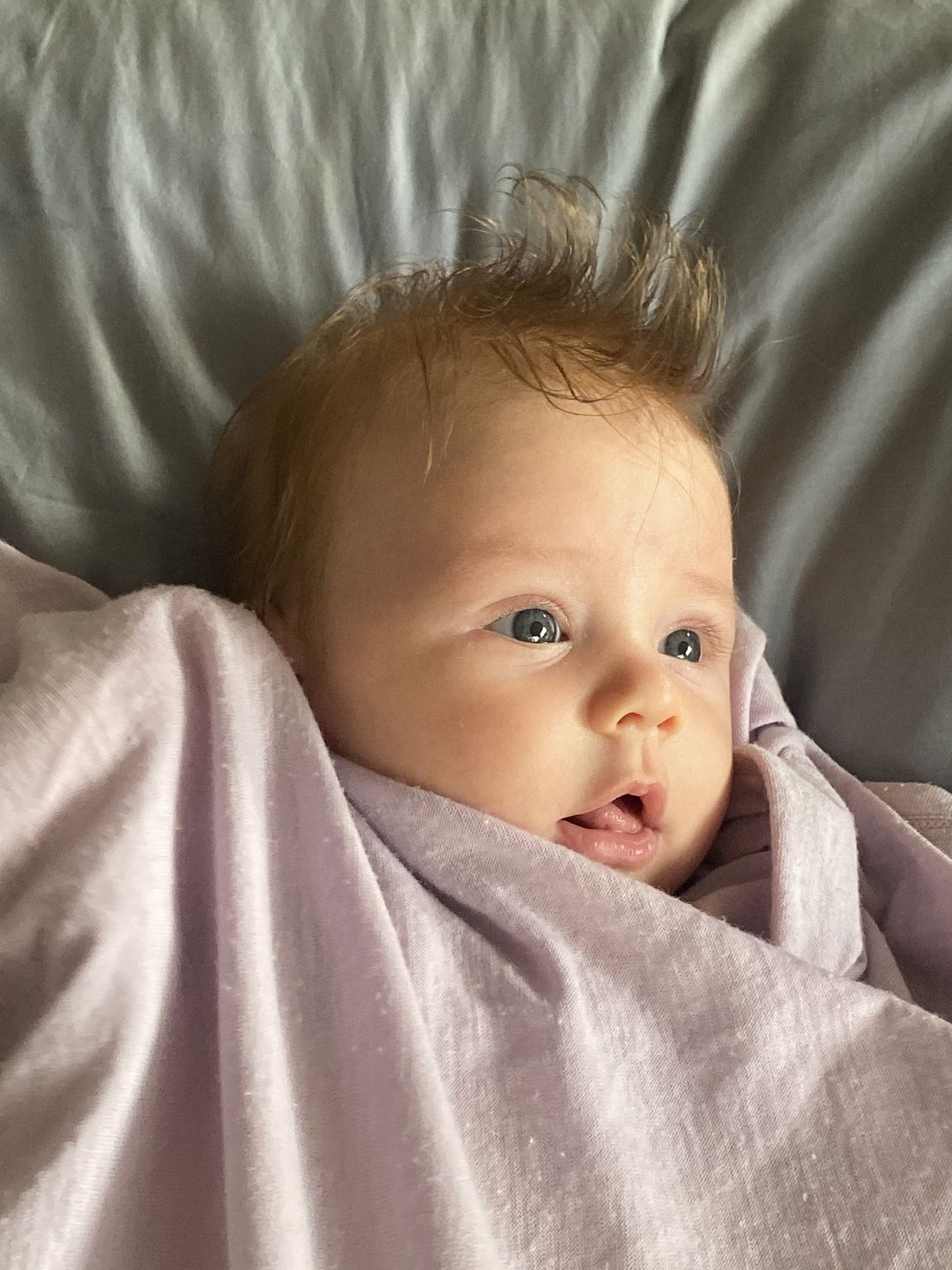 Customer photo review of Swaddle Blanket, Merino Wool, Newborn to 3 Months, Crystal Pink